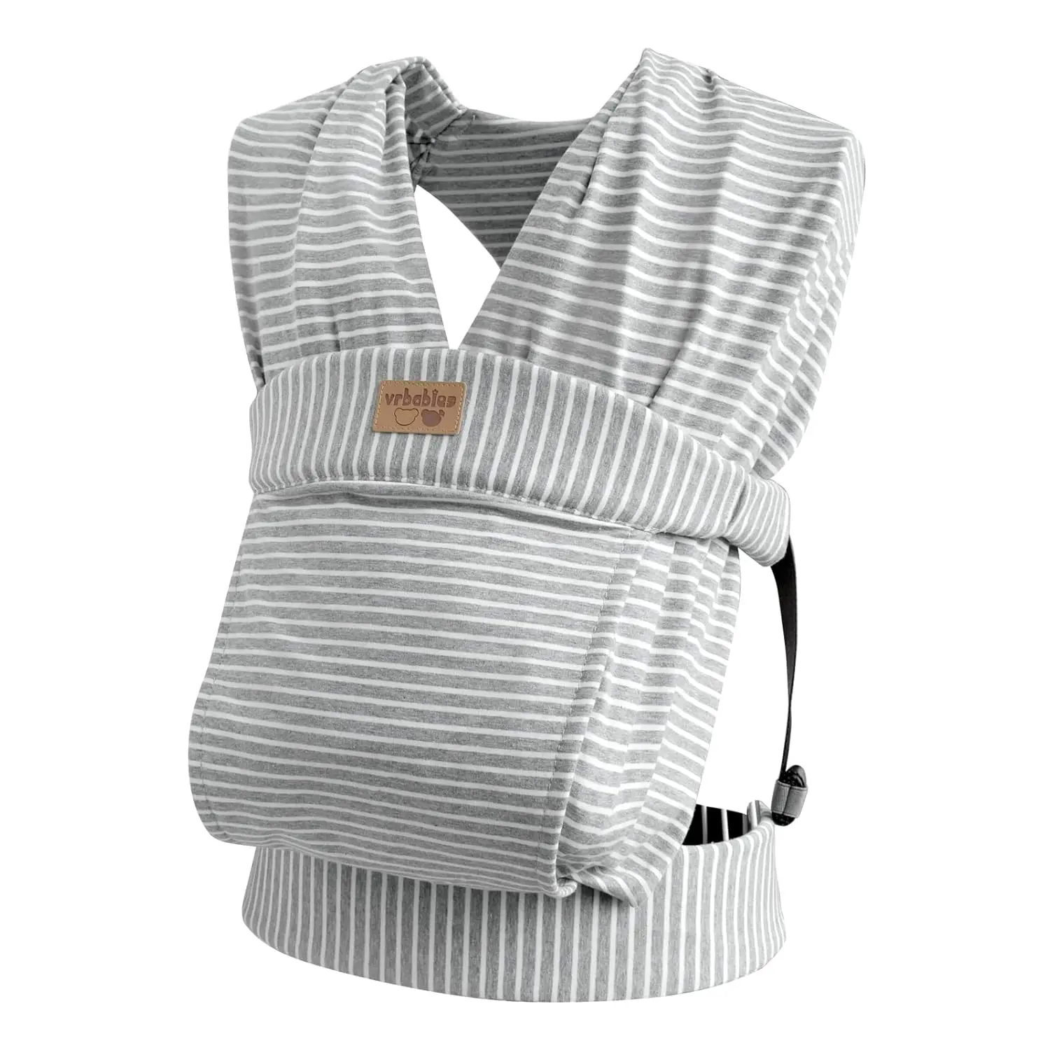 Vrbabies Unisex Cotton Breathable Cozy Hands Free Lightweight Ergonomic Infant-Safe Baby Wrap Carrier - Adjustable Soft Front Chest Sling, Easy-Wearing Kangaroo Holder for Newborn to Toddler, Perfect Gift (Striped Grey), Breathable Carrier, Cozy Wrap Carr