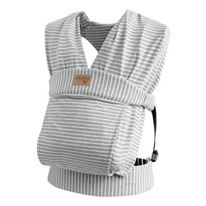 Baby Wraps Carrier Newborn to Toddler, Kangaroo Baby Easy Wearing Wrap, Adjustable Soft Baby Holder Front Chest Sling Carriers Perfect Infant Essentials Gifts (Striped Grey, Cotton)