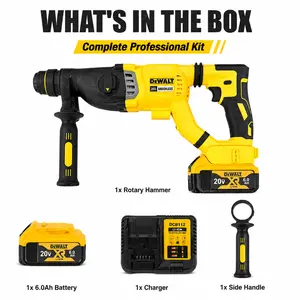 DEWALT DCH263 20V Cordless Brushless SDS Plus Rotary Hammer Drill, 26mm, with 6.0Ah XR Battery & Charger - Ideal for Concrete, Masonry & Heavy Duty Drilling power tool