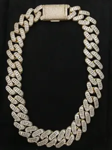 M2-9098 Premium Iced Cuban Chain - High Shine Miami Link Necklace for Hip Hop Lovers