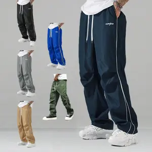 2025 New Classic Navy Blue Sweatpants with White Side Stripes & Drawstring Waist for Men's Casual Wear Adjustable Fit Sports Bottoms work holiday party outfit pantalones para hombre