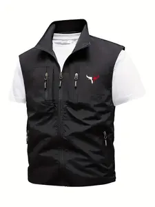 Men's Fishing Vest, Slim Fit, Casual, Gilet, Menswear, Outdoor Hiking Camping Tactical Vest, Multi-Functional Pockets Summer Workwear Photography Vest, All Seasons Wear