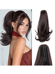 Ponytail Extension Claw Clip 16 inch Hairpiece Synthetic Fluffy for Women Pieces Layered Ponytail Clips Extensions Party Daily
