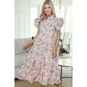 NURSING COLLECTION: More Good Days Purple Floral Midi Dress