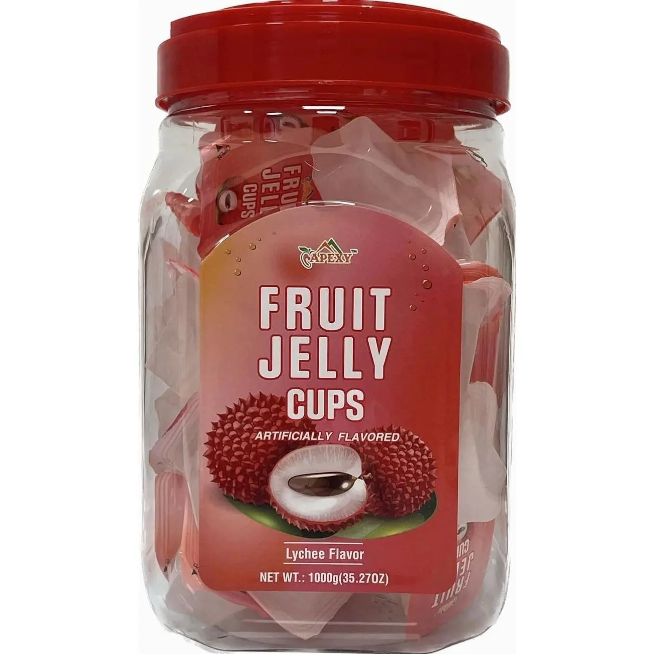 Apexy Fruit Jelly Cups, Lychee & Assorted Flavors Variety Pack, Juicy Bite-Size Jelly Snacks, Individually Wrapped, Fun Treat for Kids & Adults (Lychee 35.27oz)