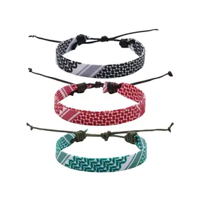 Palestine Kuffayah Braid Bracelet, Adjustable Braided
