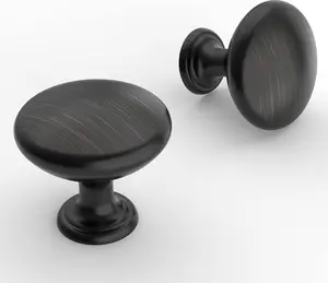 10 Pack Cabinet Hardware Knobs, Kitchen Door Cabinet Oil Rubbed Bronze round Solid Knobs - 1-1/4 Inch (30Mm) Diameter
