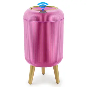 Pukomc Motion Sensor Trash Can with Lid - Touch-Free Waterproof Bin for Bathroom, Kitchen, RV, Laundry, Outdoor Use White Home Goods Multifunctional Trashcan Pink