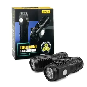 2 Pack Small Tactical Flashlights High Lumen, 3 Modes Adjustable Beam, USB Rechargeable Camping Light, Mini Torch for Outdoor Use