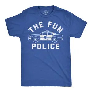 Mens Funny T Shirts The Fun Police Sarcastic Graphic Novelty Tee for Men Mens Funny T Shirts Cool Vintage Fashion T-Shirt Gift Classic Menswear Funny Dad Joke Short Sleeve Novelty Tees for Guys Royal -