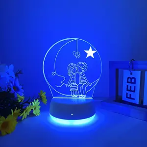 Elegant Moon Lover 3D Night Light, Touch Switch USB Powered, Home Decor Lighting, Even Glow Eye-Friendly, Perfect Gift for Couples, Glowing Led Lights, Led Lamp