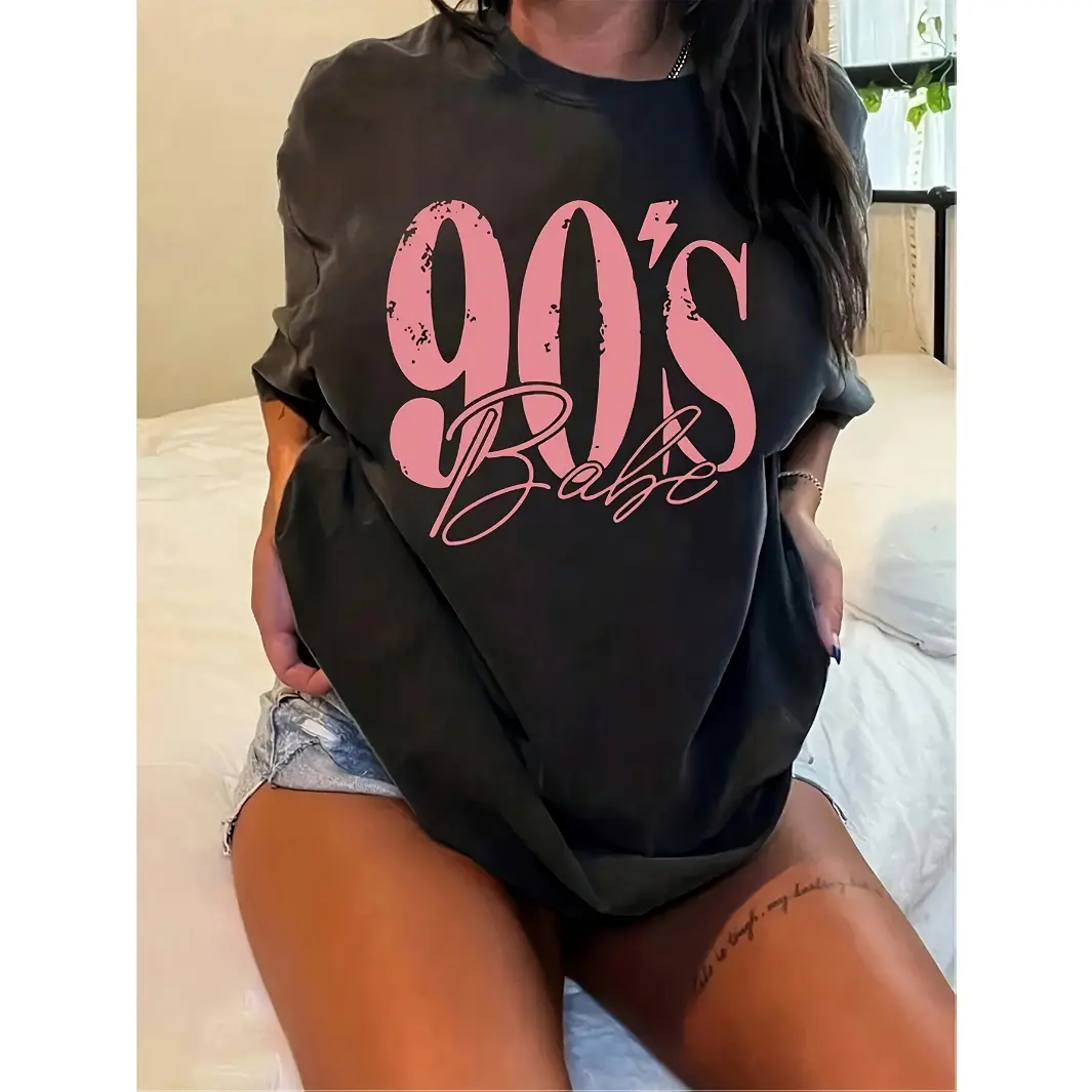 Womens 90s Babe Graphic Tee Short Sleeve Vintage Style Crew Neck Soft Comfy Casual Streetwear Y2k Inspired Shirt For Summer Outfits
