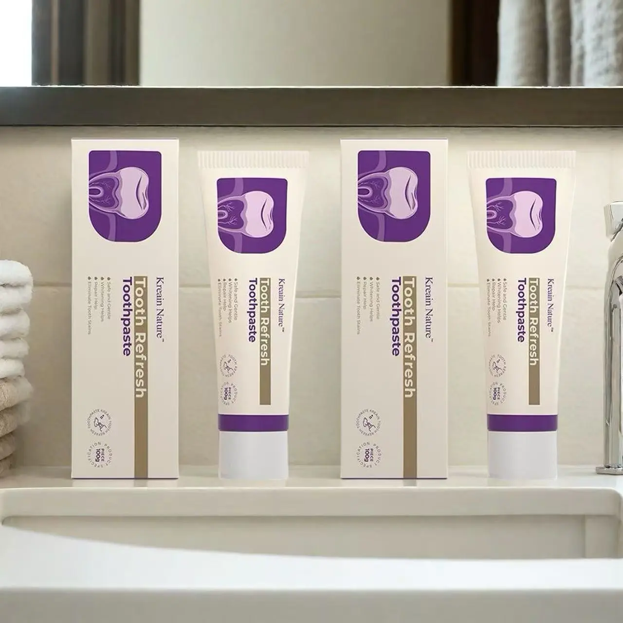 Kreain Nature Family Pack Toothpaste, Whole Family Oral Care, Gentle Cleansing, Fresh Breath, Oral Protection