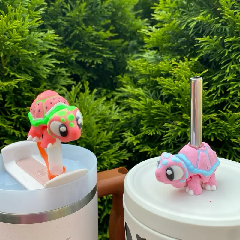 Tortoise Turtle Cute Funny Straw Toppers and Charms for Stanley Tumbers & 9.5mm Straws with Durable PLA Design - Stylish, Beverage