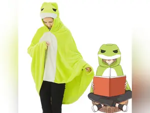 Hot Japan Game Travel Frog Cosplay Cloak Air Blankets Green Hoodie Shawl Winter Warm Cloak 3 Size