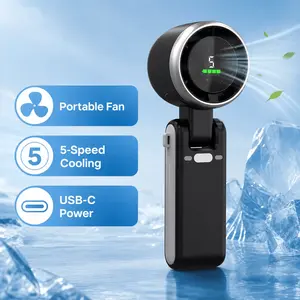 2026 Popular Portable Handheld Turbo Fan, 5 Gear Wind,Up to 6 Working Hours, 3 IN 1 Hand Fan Rechargeable with Air Turbo Tech Cooling Fan for Outdoor Activities, Travel, Working