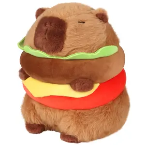Hamburger Capybara Plush Capibara Stuffed Animal 9 inch Brown Soft Plush Toy for Kids Hugging Gifts Adorable Cozy Companion