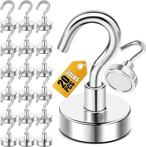 Magnetic Hooks, 30lbs+ Magnet Hook 2026 Cruise Cabin Ship Essentials Heavy Duty Strong Magnets Refrigerator Fridge Hanging for Classroom Beach Vacation Kitchen Grills Home 20 Pack (Silver)
