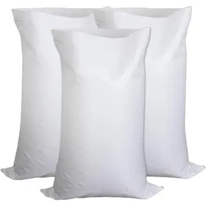 White Heavy Duty Woven Polypropylene (PP) Sandbags 14" x 26" (Pack of 25/50) - Flood Control Sandbags, Woven Polypropylene Sandbags, 50 lb Capacity