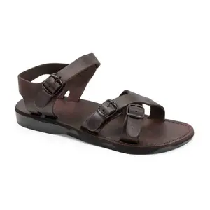 James - Leather Adjustable sandal | Brown