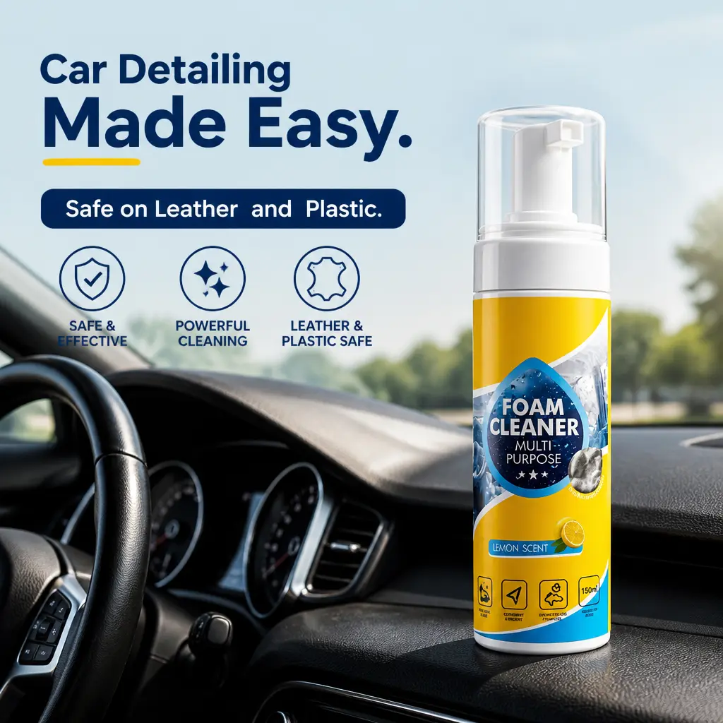 4-in-1 Multi-Enzyme Foam Cleaner, New Foam No-Rinse Cleaner, All-Purpose Deep Cleaning Spray for Car Interior, Kitchen Grease, Bathroom Tiles, Sofa Upholstery