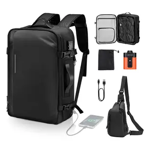 【SummerFinds】VEVOR Vacuum Travel Backpack, 65L, Expandable Vacuum Seal Compression Travel Backpack with Pump, with TSA-Approved Lock, Airback Vacpack, Water-Resistant Carry-On Suitcase Luggage, for Business, Black