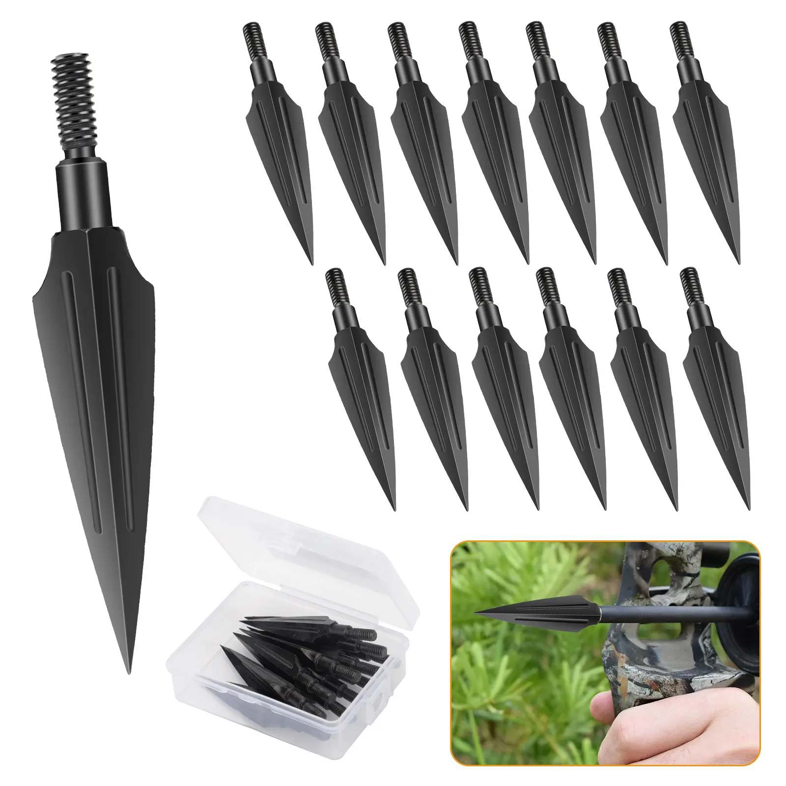 12Pcs 125Grain Archery Arrowheads - Carbon Steel blade Arrow Tip with Screw-In Install,High Precision Arrowhead,Hunting Broadhead for Outdoor Hunting Shooting enthusiast