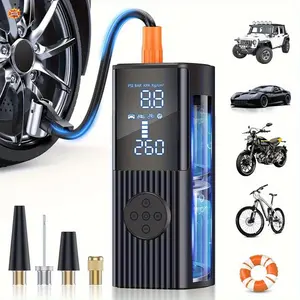 Portable 180PSI Air Compressor with Digital Gauge, Rechargeable Battery, LED Light, Cordless Tire Inflator for Car, Bike, Motorcycle, Balls
