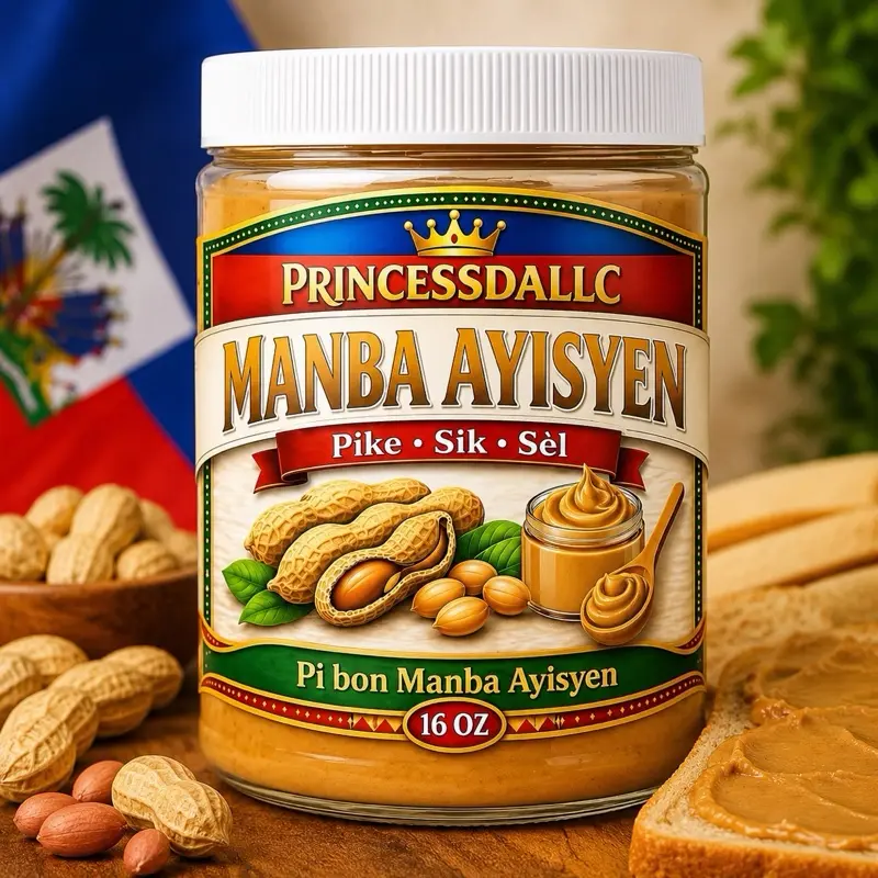 Princessdallc Manba Ayisyen Pikant Sweet & Salty Peanut Butter Spread - Versatile Meal Dip, 16 oz