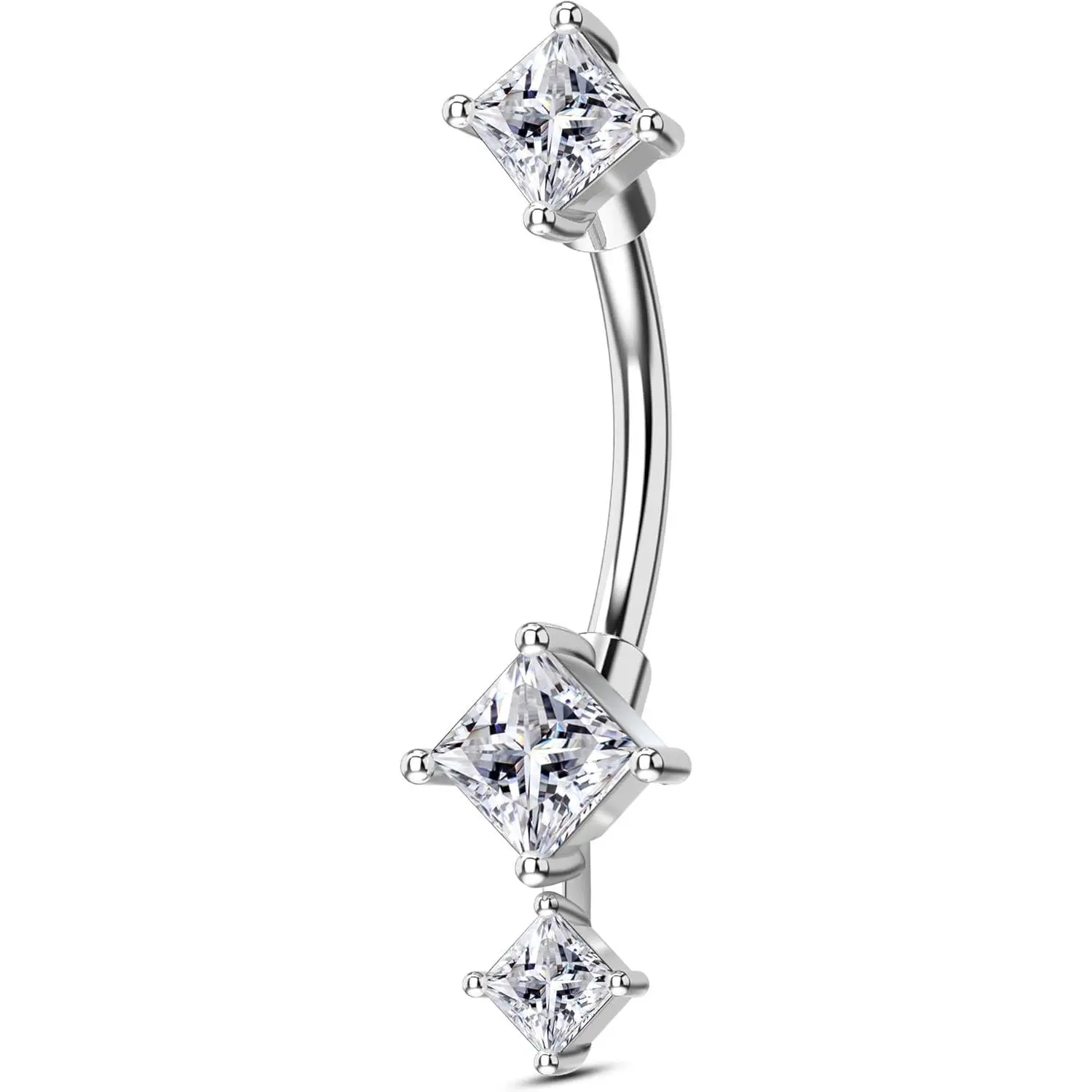 16G Rook Earrings Square Zirconium Eyebrow Rook Piercing  Stainless Steel Vertical Lip   Button Ring