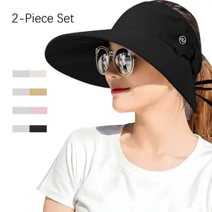 REDESS 2 Pack Women's Wide Brim Sun Hat for Beach UPF Protection, Breathable Summer Outdoor Hat with Adjustable Strap, Lightweight Foldable, Ideal for Sunbathing Coastal Travel