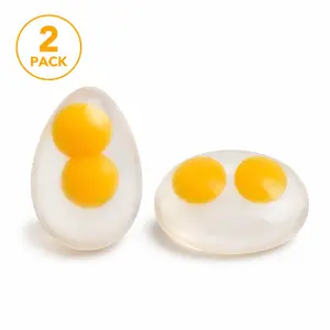 2-Pack Double-Yolk Egg Squishy Toy, Clear Soft Shell Novelty Fidget Toy, Hand Squeeze Desk Toy