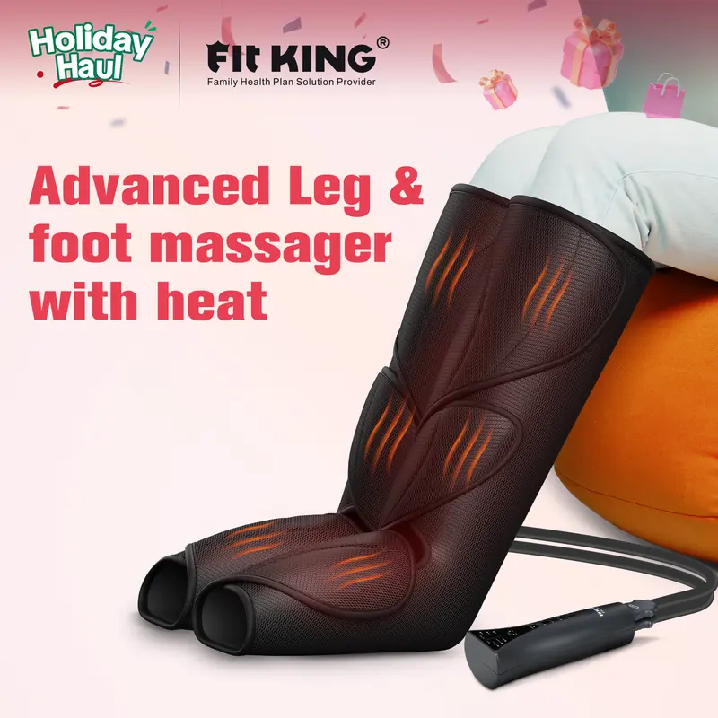 【FIT KING】 Leg and Foot Massager with Heating Leg Massager Boots Adjustable feetmassager for Black Friday Christmas gift