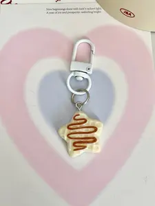 Fun Resin Keychain, Star Cookie Design, Versatile Pendant, Perfect Gift for Friends, Casual Style, All Seasons Accessory