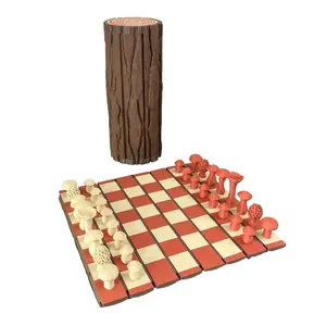 Forest Chess Set – Roll-up Mushroom Themed 3D-Printed Chess Board