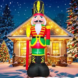 Giant Christmas Inflatables Nutcracker Decoration Outdoor Soldier Blow Up Yard Decor Built n LED Lights for Garden Yard Lawn Indoor Holiday Xmas Gifts