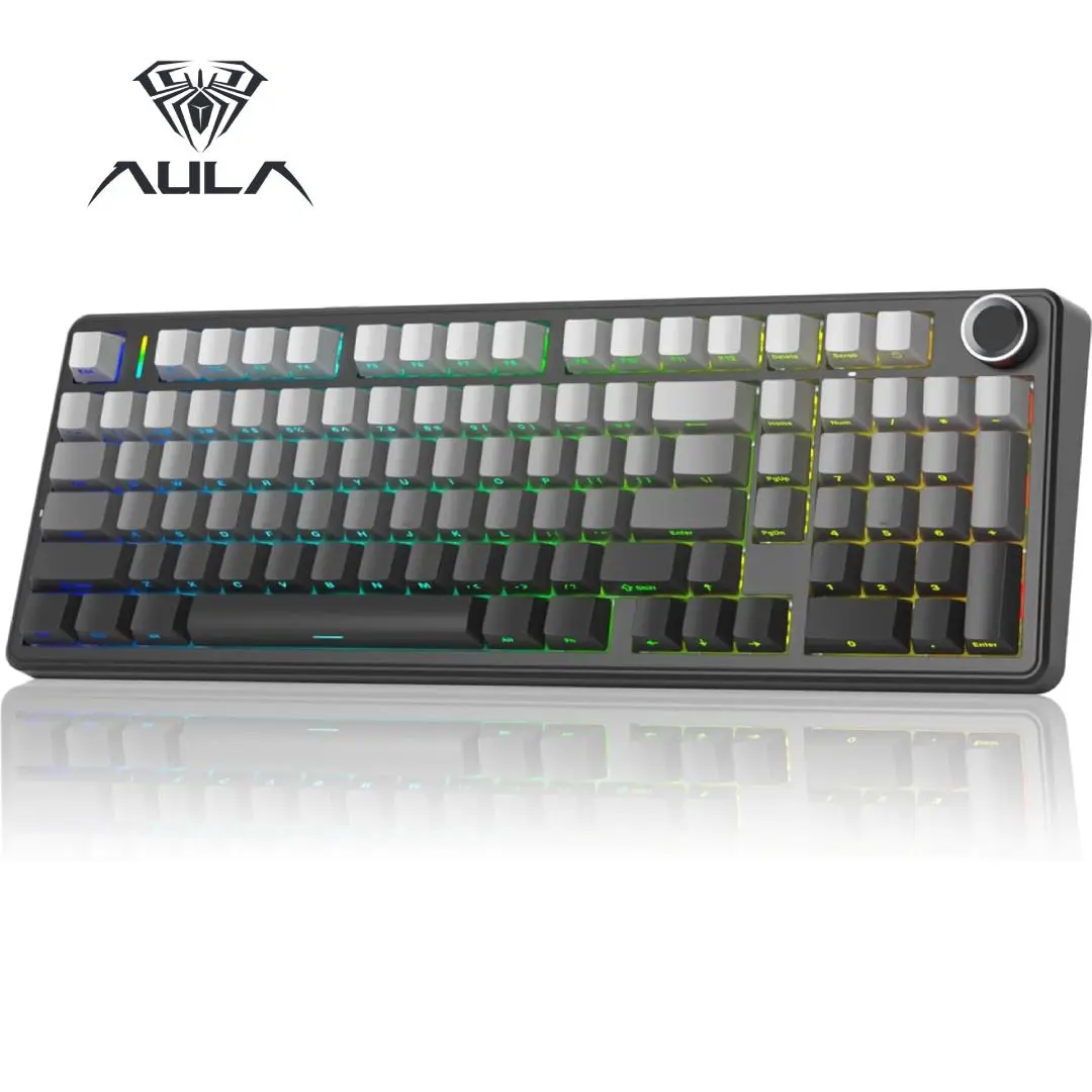 Aula F99 PRO Wireless Mechanical Keyboard - Hot Swappable, Pre-Lubed Switches, RGB Backlit, Tri-Mode BT5.0/2.4GHz/USB-C, Creamy Design, for Win/Mac Gaming | RGB Lighting, Wireless, Customizable, Illuminated, Gaming PC Keyboards, Rgb Lighting Keyboard
