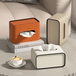 Modern Fashion Paper Towel Holder Box, Round Shape PU Leather Material, Suitable for Home Living Room Dining Bedroom Bedside, Tissue Box