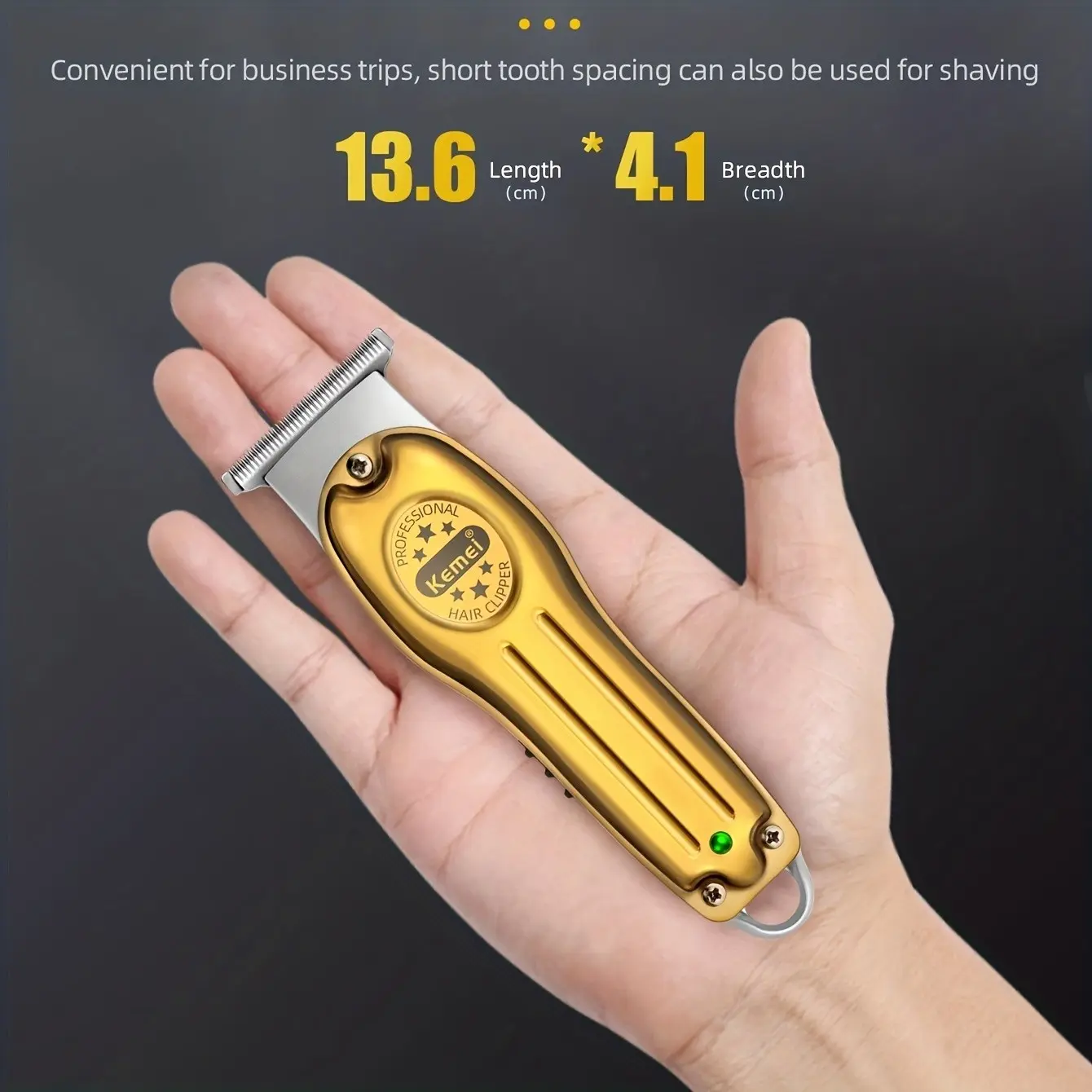 Kemei Professional Barber Full Metal Electric Hair Trimmer for Men bald head Hair Clipper Finishing Hair Cutting Machine Beard trimmer USB Rechargeable Clipper Portable Hair Trimmer KM-679