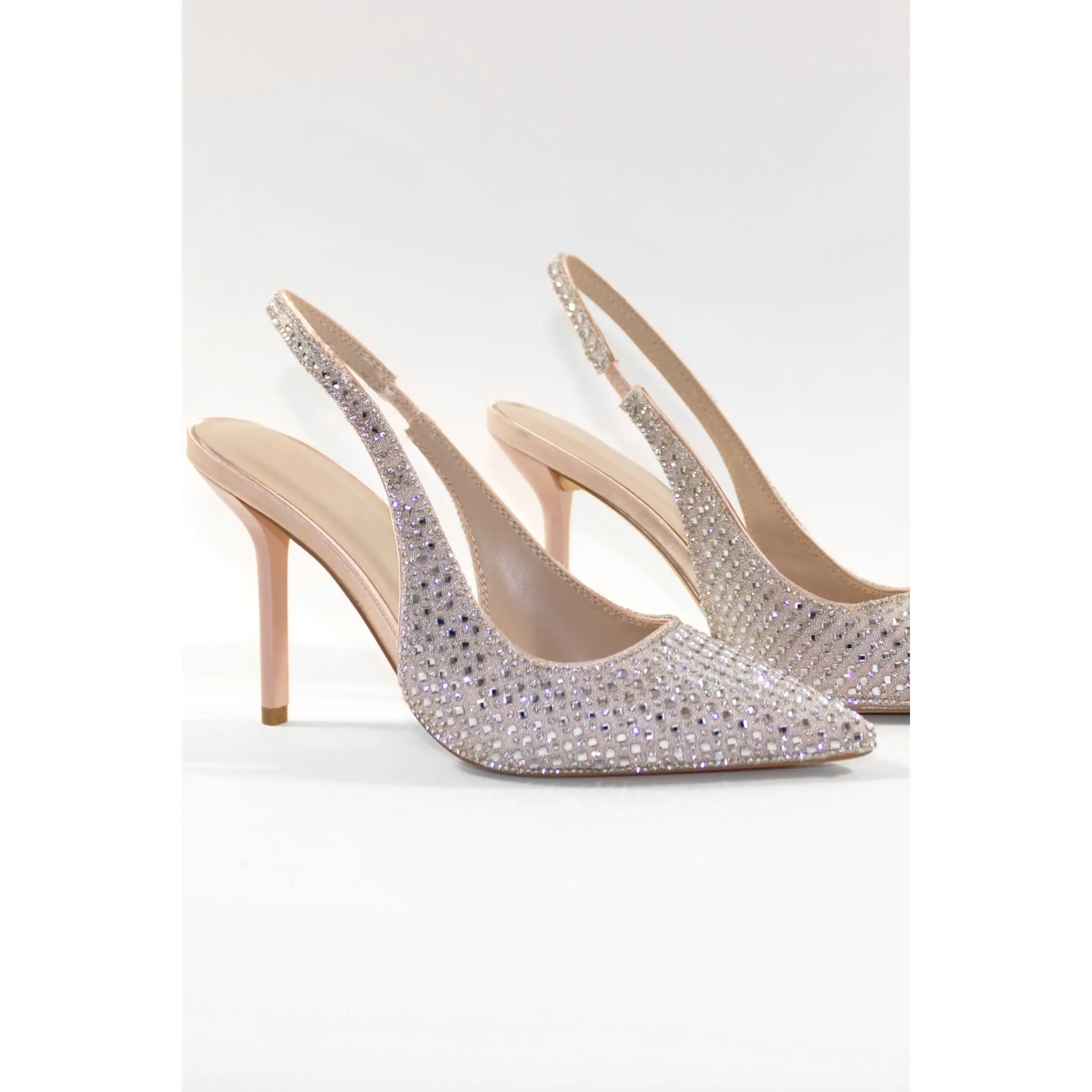 DEMI Embellished Slingback Pumps - Nude