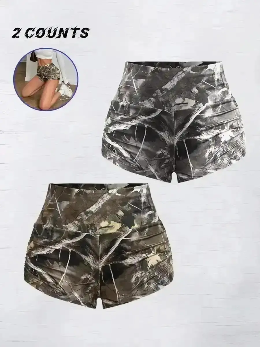 Silk Satin Pajamas, All Over Leaf Print Shorts, Casual Comfy for Daily Wear Ladies Bottoms Summer, Lightweight, Sunny Days, Classy, Adjustable, Minimalist Chic, On The Go, Outdoor, Travel Outfit, Wardrobe Essential