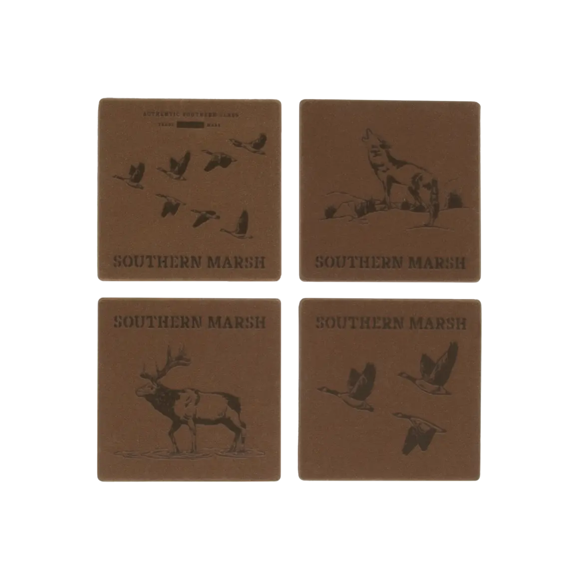 Waxed Canvas Coaster Set - Etched Animals