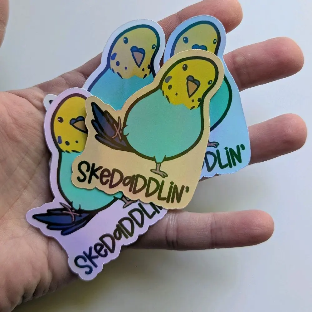 Skedaddlin' Budgie Parakeet Sticker