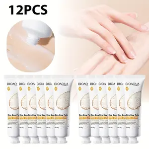 12pcs BIOAOUA Rice Moisturizing Hand Cream, Hydrating Hand Balm, 30g Each, with Glycerin and Rice Extract Ingredients, Moisturizes, Relieves Dryness. Warm Care for Autumn and Winter, Ideal Gift for Christmas