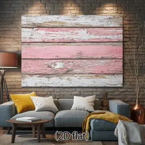 2D Flat, 1pc Vintage Wood Plank Backdrop with Distressed Pink Texture & Aged White/Pink Wood Boards - Rustic Farmhouse Photography Background for Weddings, Parties, Home Decor - Durable Polyester
