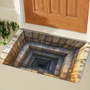 1pc3D Optical Illusion Door Mat, Easy to Clean and Durable, Suitable for Indoor/outdoor Use, Stylish Stone Step Design, Perfect for Front Door, Entrance, Bedroom or Laundry Room Decoration, Home Decoration, Durable Decorative Mat
