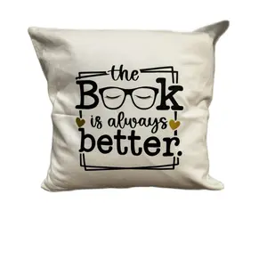 The Book is Always Better Pillow Case with Reading Glasses and Heart Design for Book Lovers