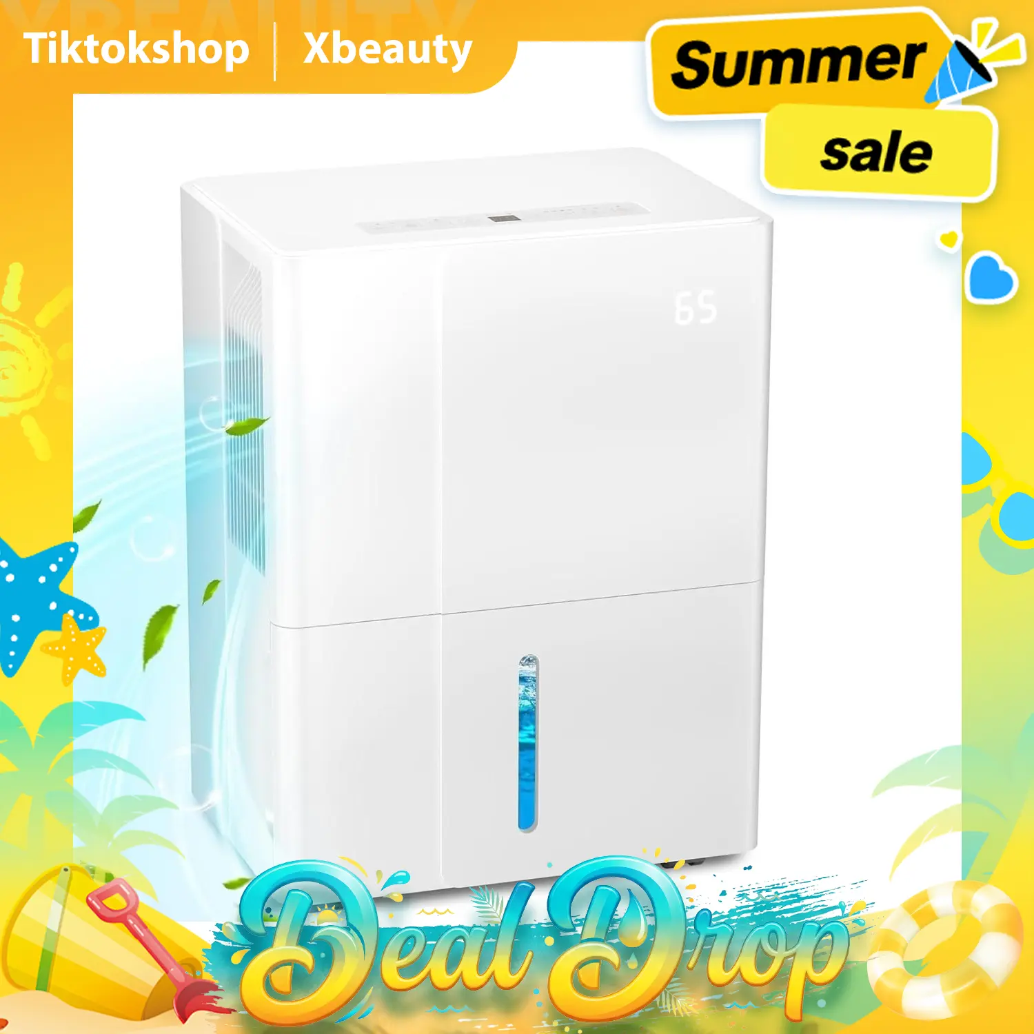 3,000 Sq.Ft. Dehumidifier for Home Bedrooms,1.2Gal Water Tank With Smart Control,Timing Device For Medium Size Rooms,35 Pints (White)