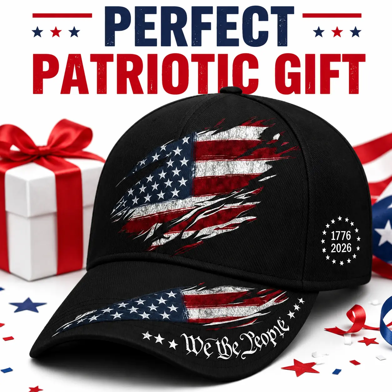 250th Anniversary Baseball Cap, We The People Graphic Hat, Adjustable Curved Brim Cap for Men Women