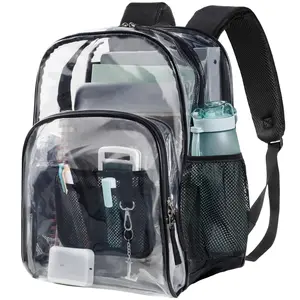PACKISM Heavy Duty Clear Backpack, Large PVC Waterproof Transparent Bookbag, Durable See-Through Daypack for Students, College, Work, Travel & Security